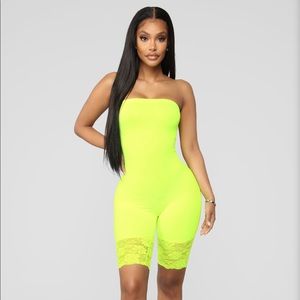 Neon Yellow Lace Romper